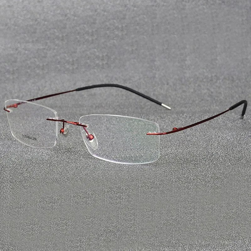 Hotochki Rimless Titanium Alloy Frame Flexible Temple Eyeglasses