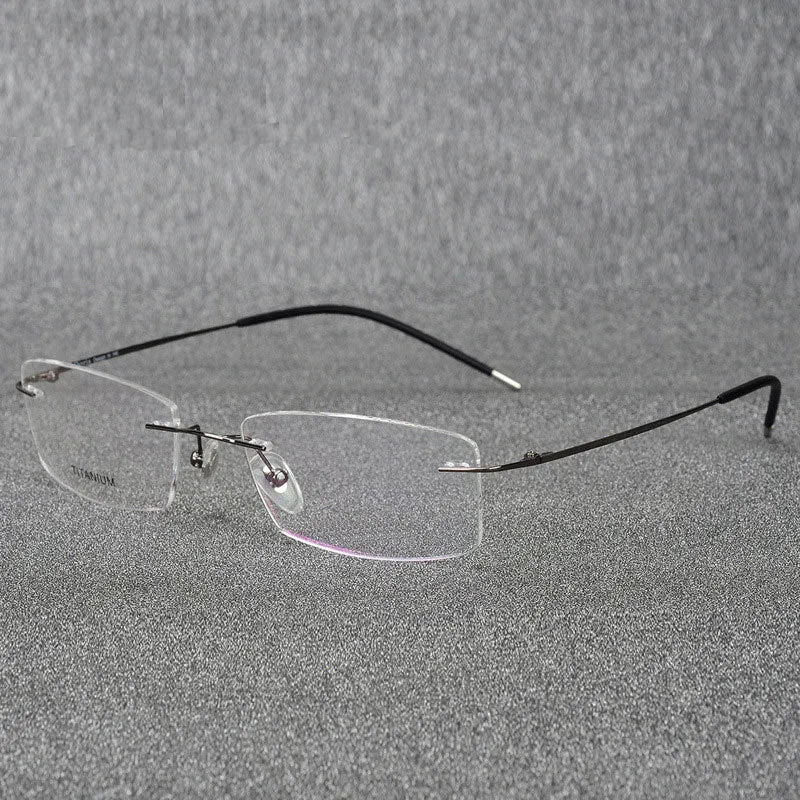 Hotochki Rimless Titanium Alloy Frame Flexible Temple Eyeglasses