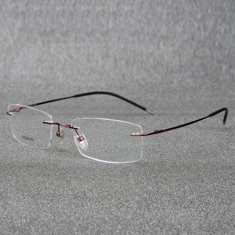 Hotochki Rimless Titanium Alloy Frame Flexible Temple Eyeglasses
