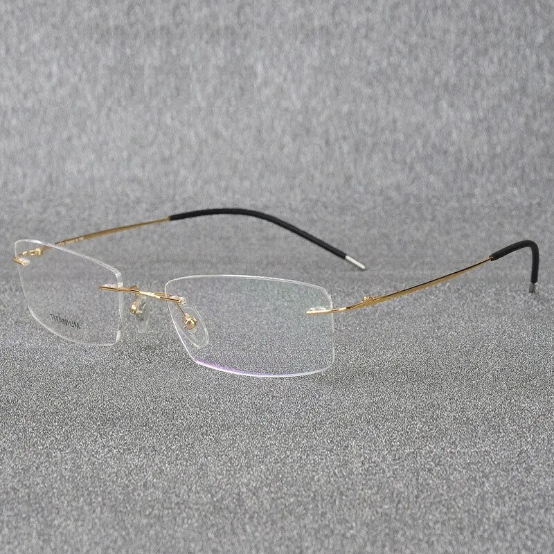 Hotochki Rimless Titanium Alloy Frame Flexible Temple Eyeglasses