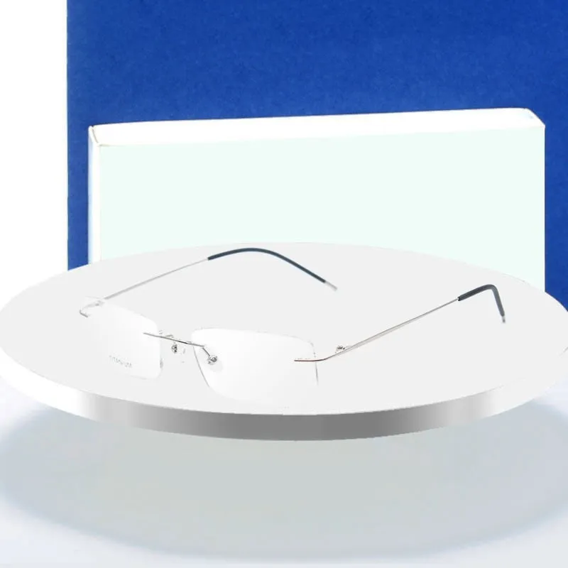 Hotochki Rimless Titanium Alloy Frame Flexible Temple Eyeglasses