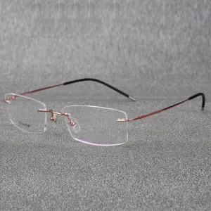 Hotochki Rimless Titanium Alloy Frame Flexible Temple Eyeglasses