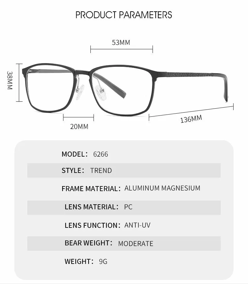 Hotochki Unisex Full Rim Aluminum Magnesium Alloy Frame Eyeglasses 6266