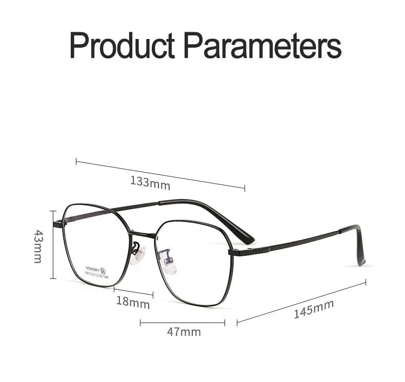 Hotochki Unisex Full Rim Polygon Memory Alloy Frame Eyeglasses 68013