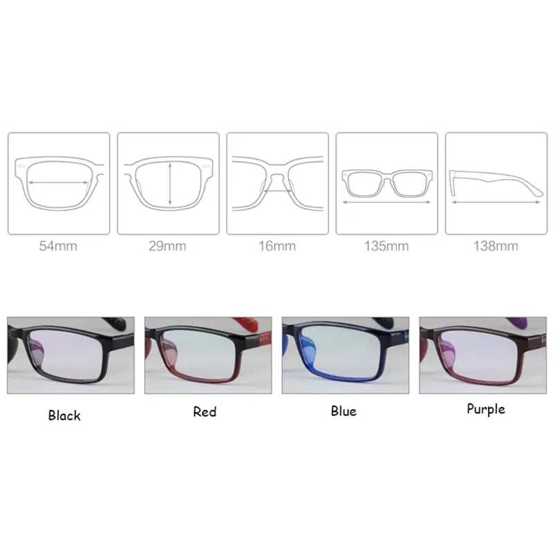 Hotochki Unisex Full Rim Square TR-90 Resin Frame Eyeglasses 2300