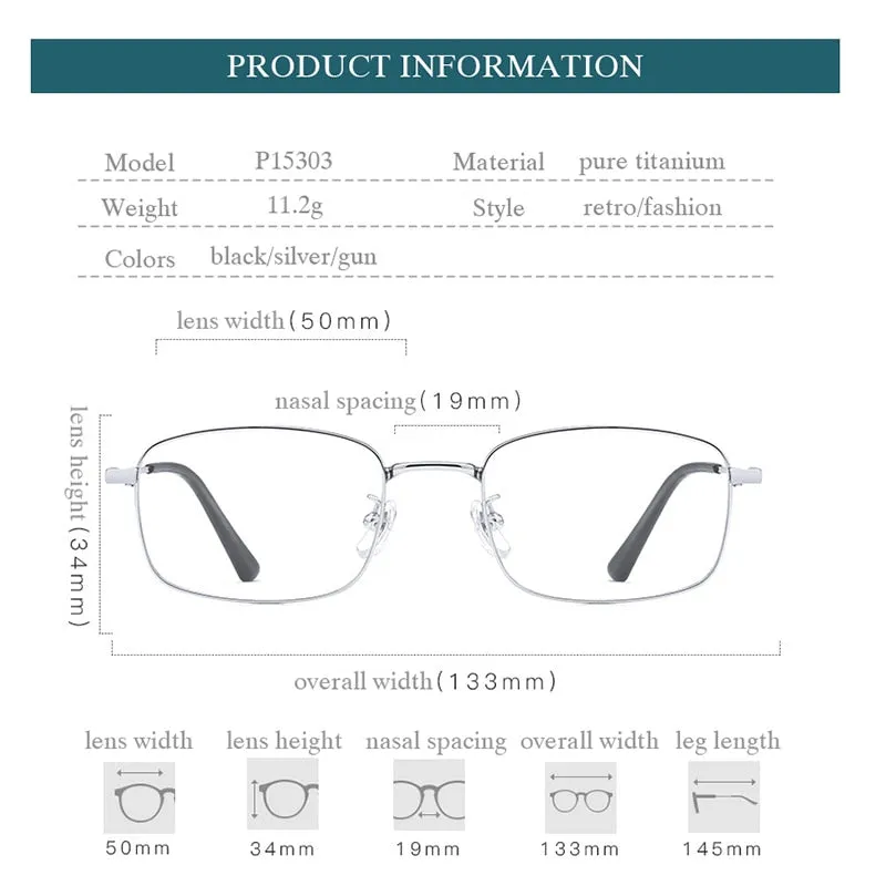 Hotochki Unisex Full Rim Titanium Alloy IP Plated Frame Eyeglasses P15303