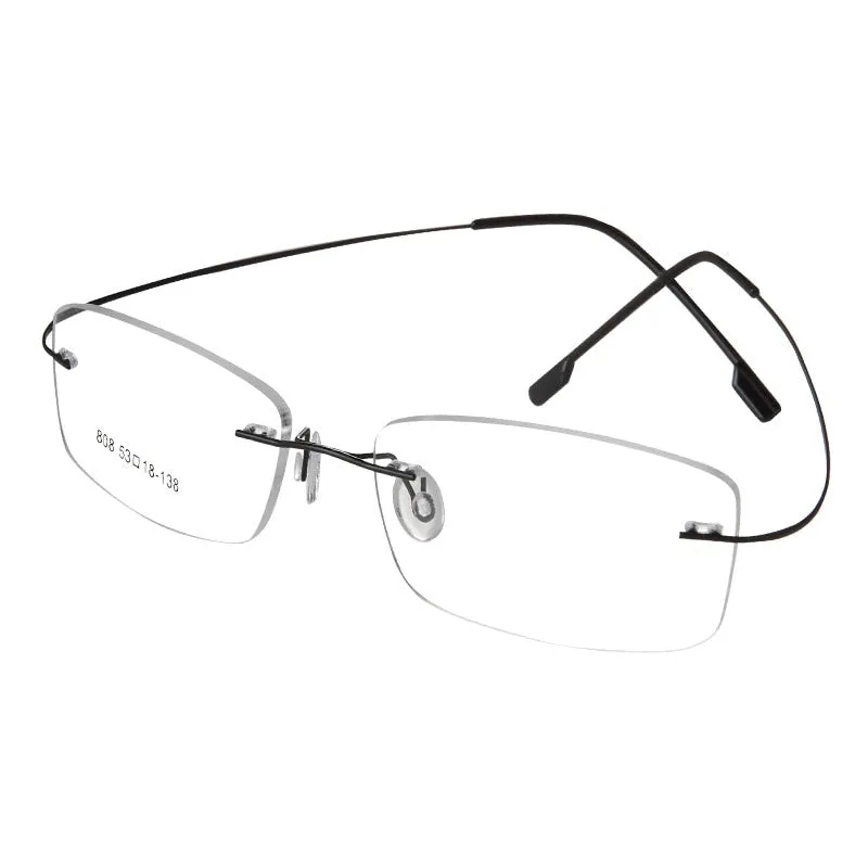 Hotochki Unisex Rimless Memory Titanium Frame Square Eyeglasses 861