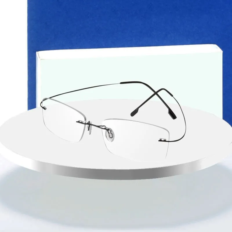 Hotochki Unisex Rimless Memory Titanium Frame Square Eyeglasses 861