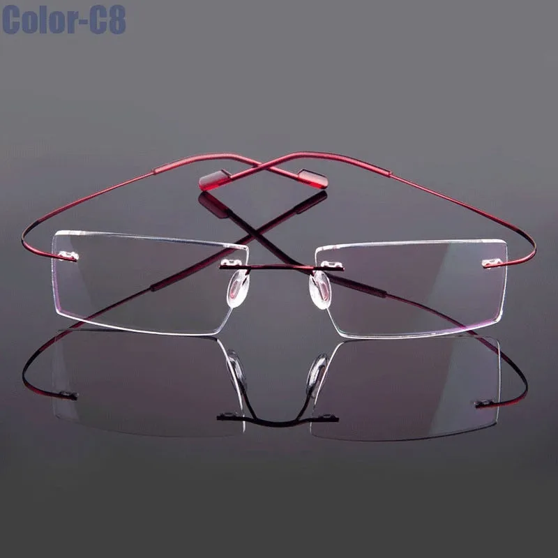 Hotochki Unisex Rimless Titanium Frame Customizable Lens Shape Eyeglasses 5018
