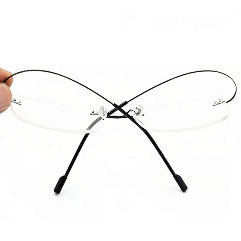 Hotochki Unisex Rimless Titanium Frame Customizable Lens Shape Eyeglasses 5018