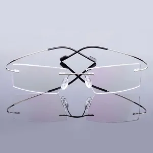 Hotochki Unisex Rimless Titanium Frame Customizable Lens Shape Eyeglasses 5018