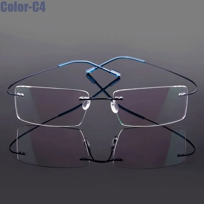 Hotochki Unisex Rimless Titanium Frame Customizable Lens Shape Eyeglasses 5018
