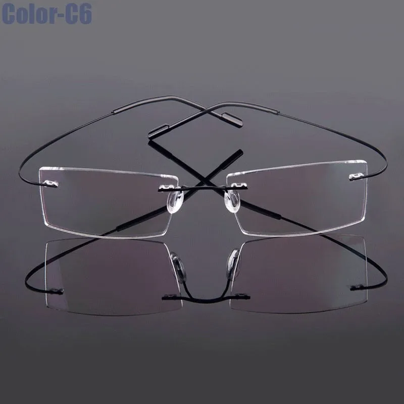 Hotochki Unisex Rimless Titanium Frame Customizable Lens Shape Eyeglasses 5018
