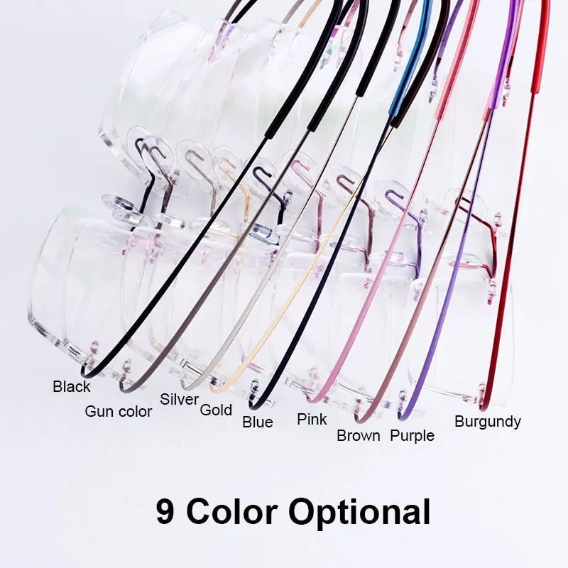 Hotochki Unisex Rimless Titanium Frame Customizable Lens Shape Eyeglasses 5018