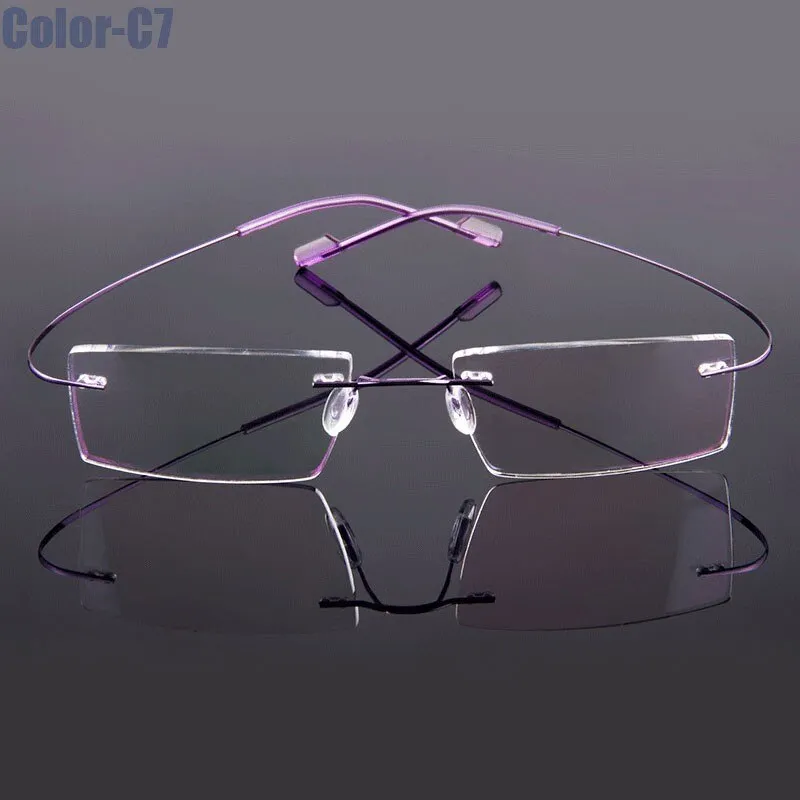 Hotochki Unisex Rimless Titanium Frame Customizable Lens Shape Eyeglasses 5018