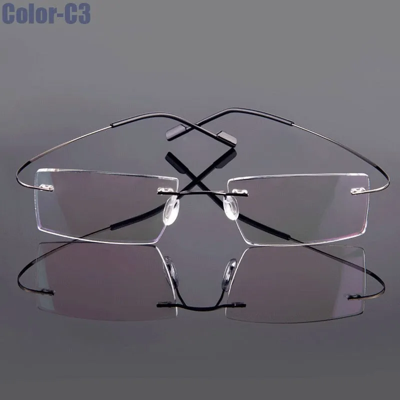 Hotochki Unisex Rimless Titanium Frame Customizable Lens Shape Eyeglasses 5018