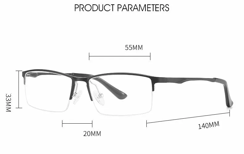 Hotochki Unisex Semi Rim Aluminum Magnesium Alloy Frame Eyeglasses 6297