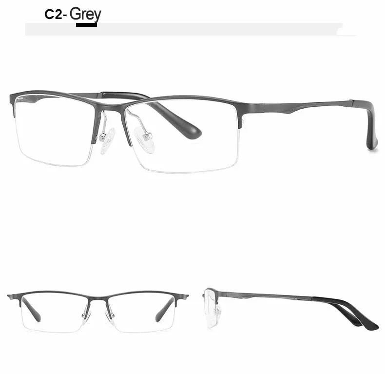 Hotochki Unisex Semi Rim Aluminum Magnesium Alloy Frame Eyeglasses 6297