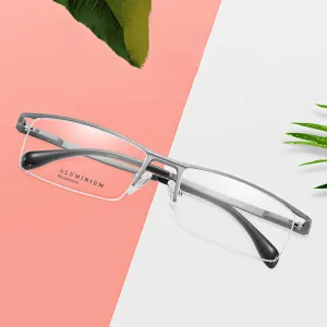 Hotochki Unisex Semi Rim Aluminum Magnesium Alloy Frame Eyeglasses 6297