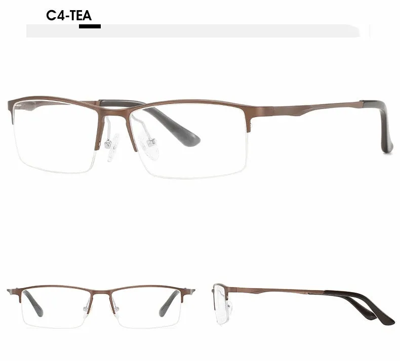 Hotochki Unisex Semi Rim Aluminum Magnesium Alloy Frame Eyeglasses 6297