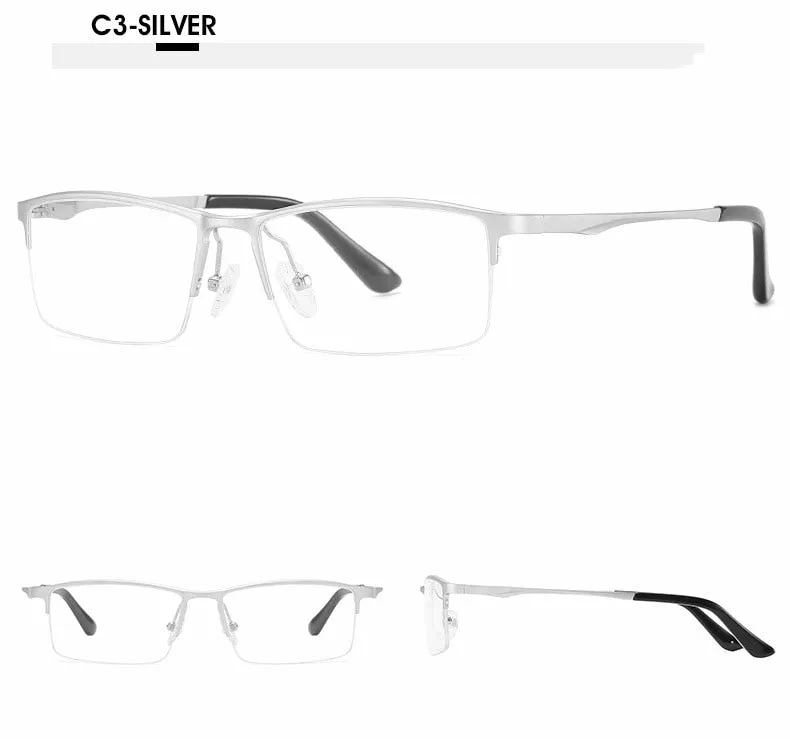 Hotochki Unisex Semi Rim Aluminum Magnesium Alloy Frame Eyeglasses 6297