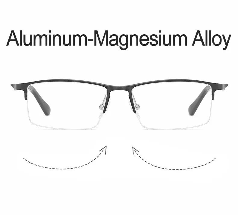 Hotochki Unisex Semi Rim Aluminum Magnesium Alloy Frame Eyeglasses 6297