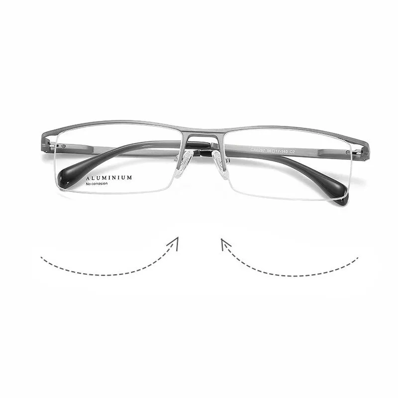 Hotochki Unisex Semi Rim Aluminum Magnesium Alloy Frame Eyeglasses 6297