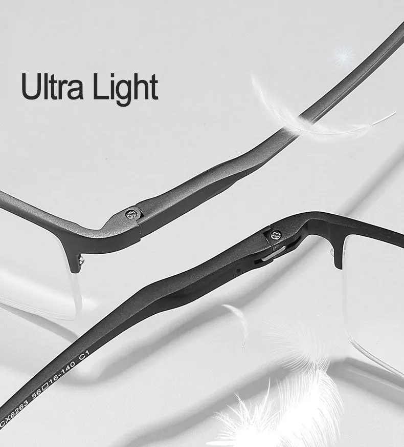 Hotochki Unisex Semi Rim Aluminum Magnesium Alloy Frame Eyeglasses 6297