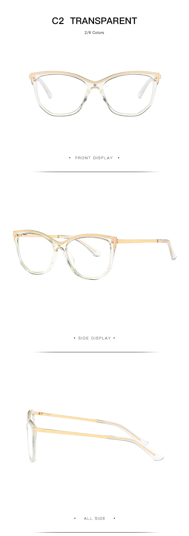 Hotochki Women's Full Rim Cat Eye Alloy Acetate Frame Eyeglasses 2048
