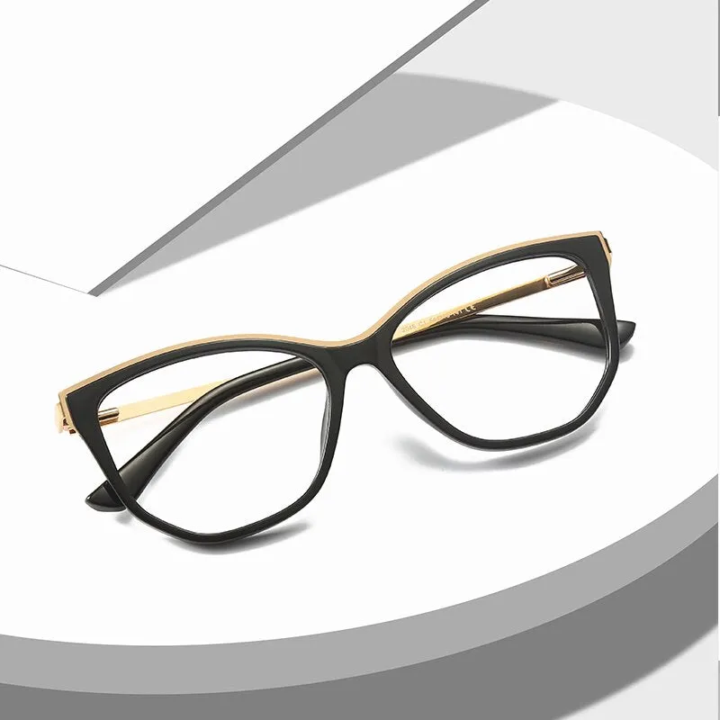Hotochki Women's Full Rim Cat Eye Alloy Acetate Frame Eyeglasses 2048