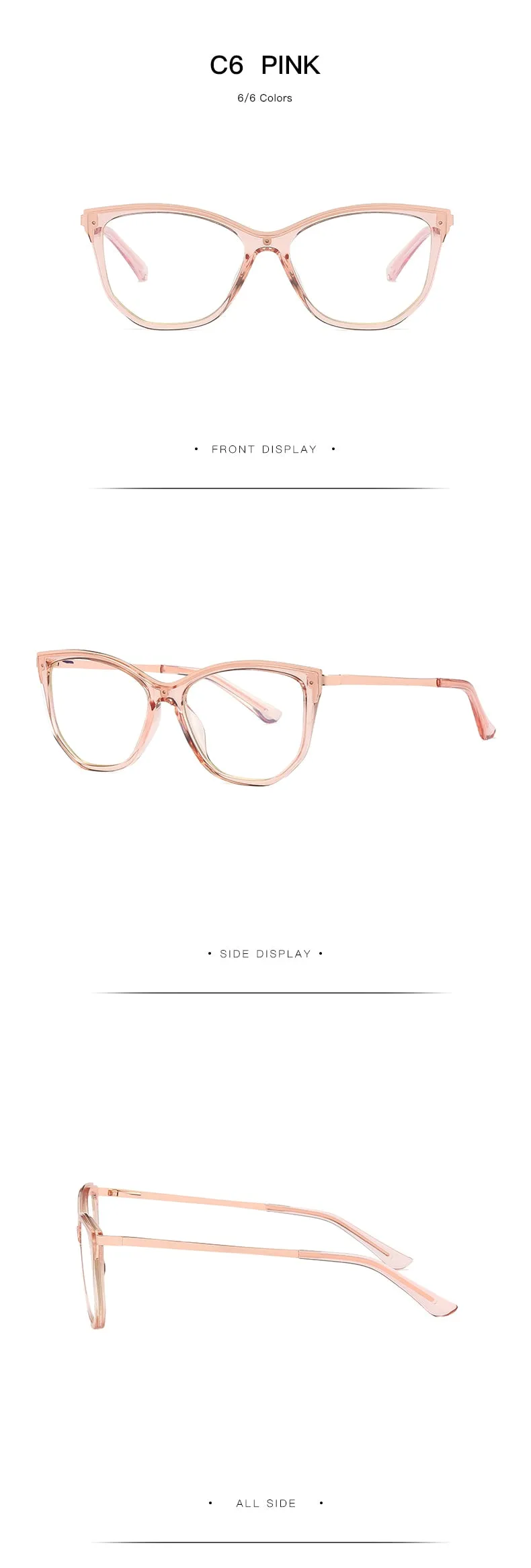Hotochki Women's Full Rim Cat Eye Alloy Acetate Frame Eyeglasses 2048