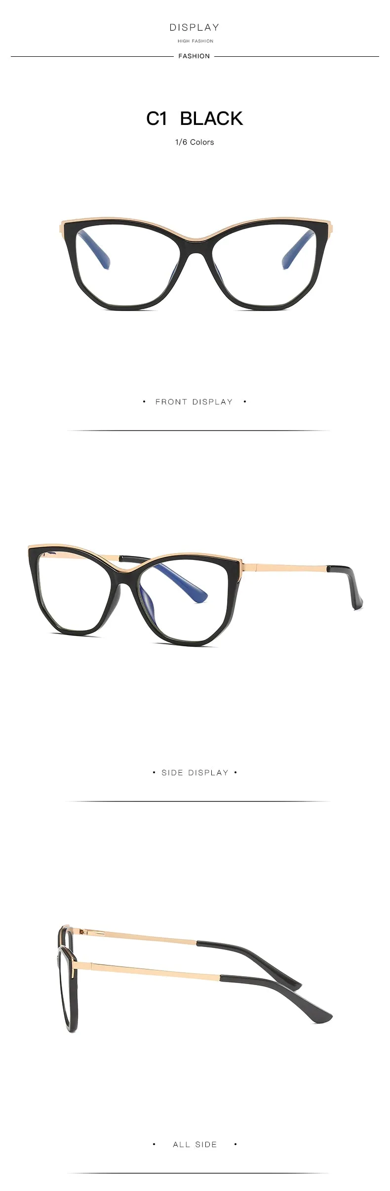 Hotochki Women's Full Rim Cat Eye Alloy Acetate Frame Eyeglasses 2048