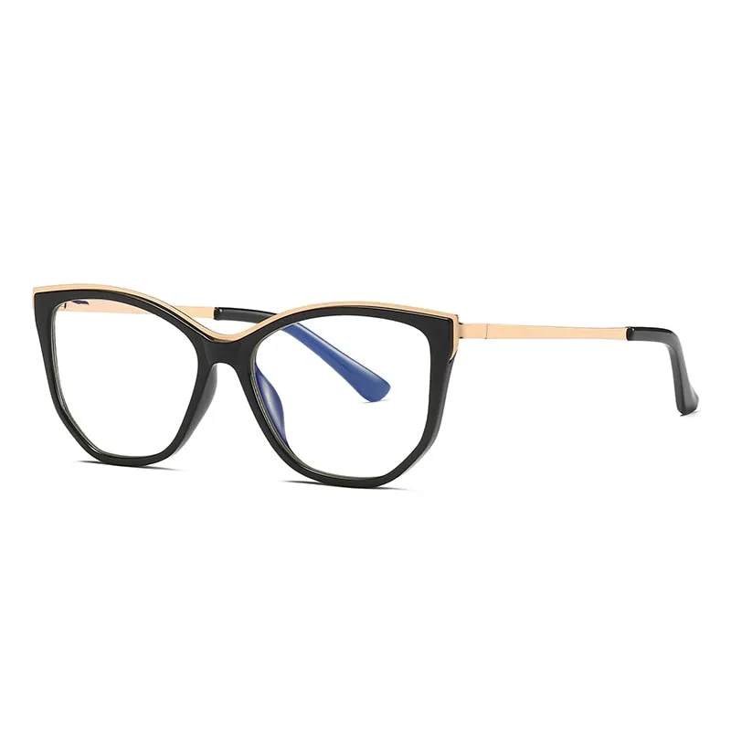 Hotochki Women's Full Rim Cat Eye Alloy Acetate Frame Eyeglasses 2048