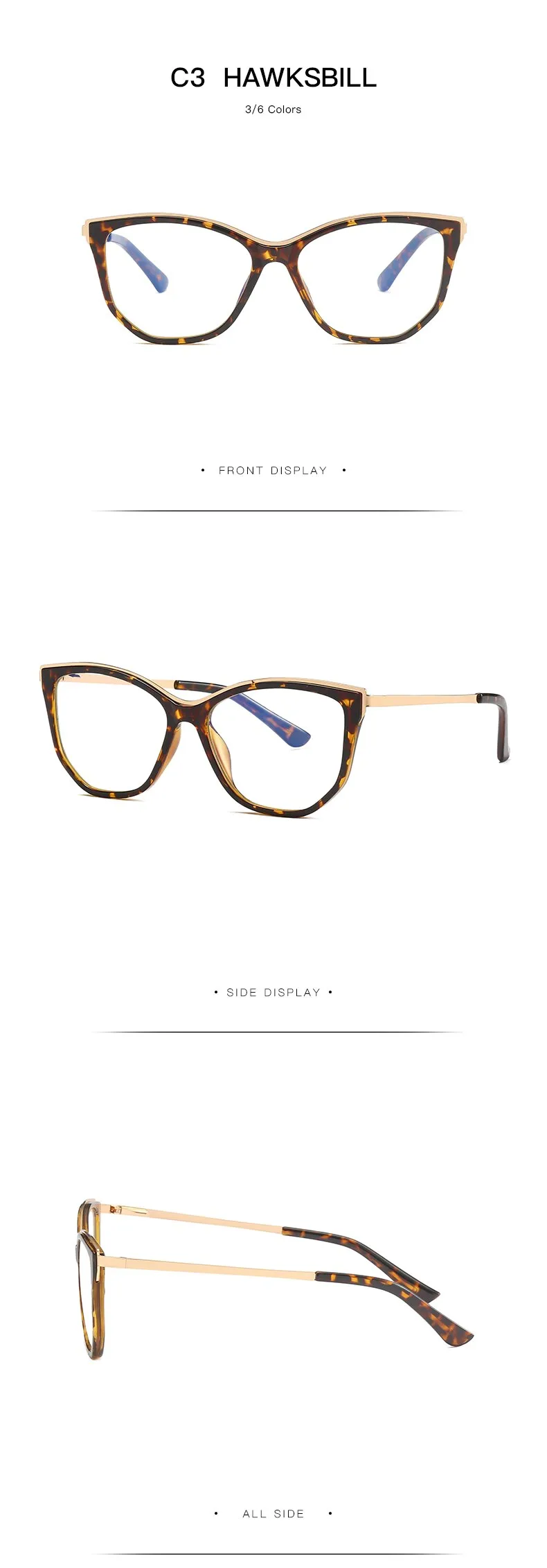 Hotochki Women's Full Rim Cat Eye Alloy Acetate Frame Eyeglasses 2048