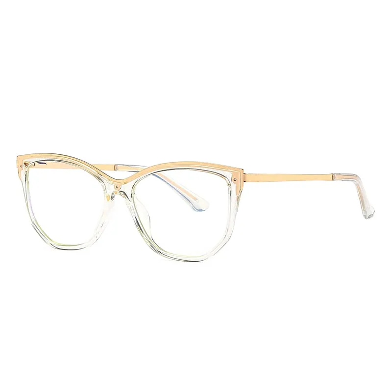 Hotochki Women's Full Rim Cat Eye Alloy Acetate Frame Eyeglasses 2048