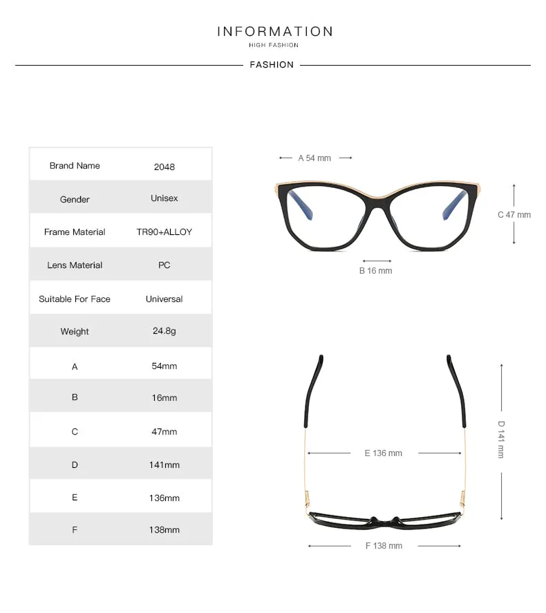 Hotochki Women's Full Rim Cat Eye Alloy Acetate Frame Eyeglasses 2048
