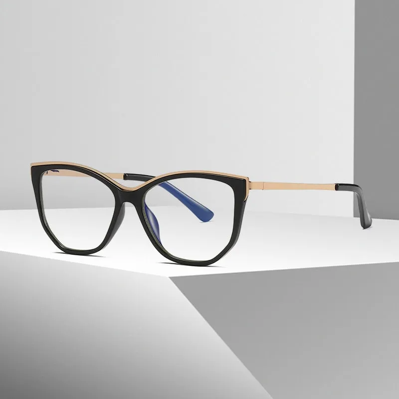Hotochki Women's Full Rim Cat Eye Alloy Acetate Frame Eyeglasses 2048