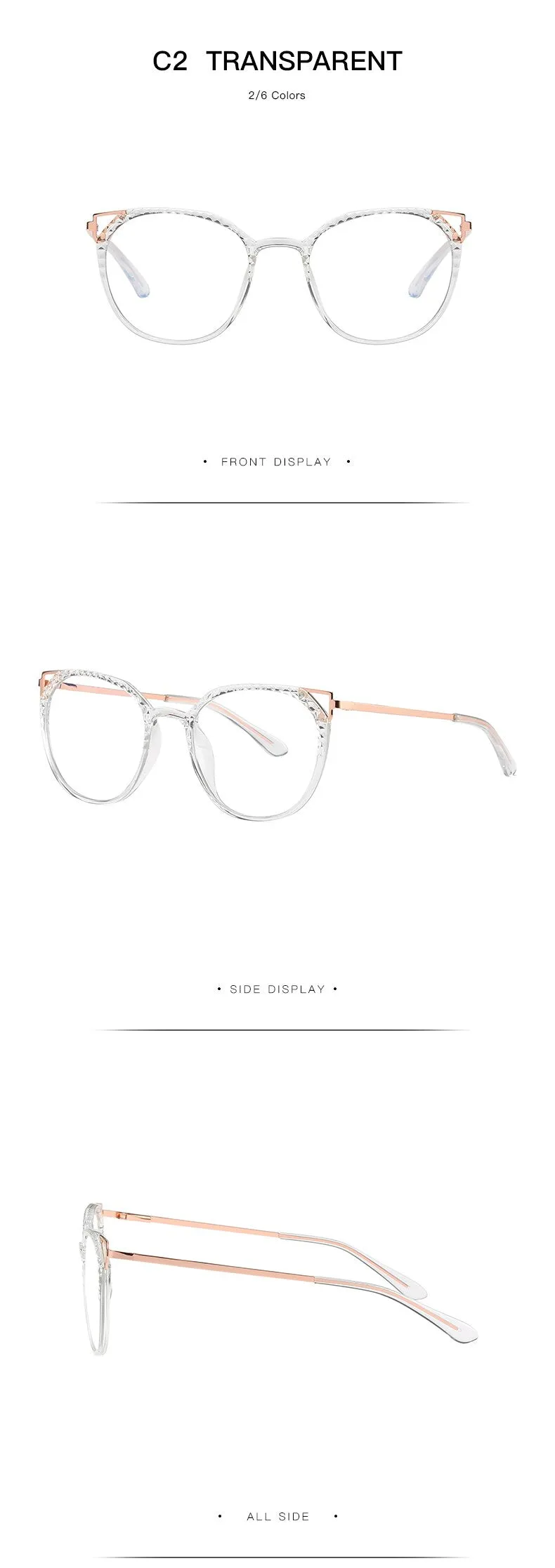 Hotochki Women's Full Rim Round TR-90 Resin Alloy Frame Eyeglasses 2054