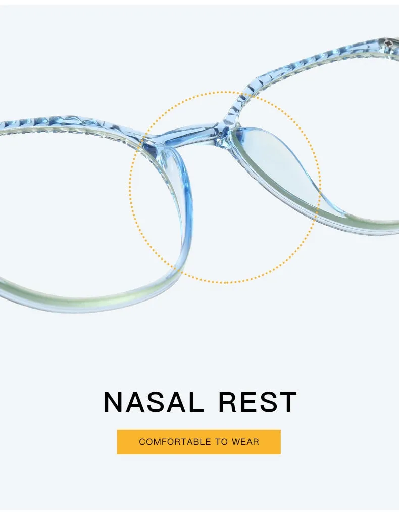 Hotochki Women's Full Rim Round TR-90 Resin Alloy Frame Eyeglasses 2054