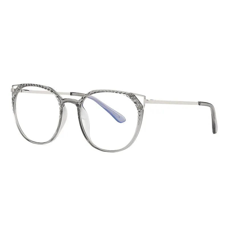 Hotochki Women's Full Rim Round TR-90 Resin Alloy Frame Eyeglasses 2054