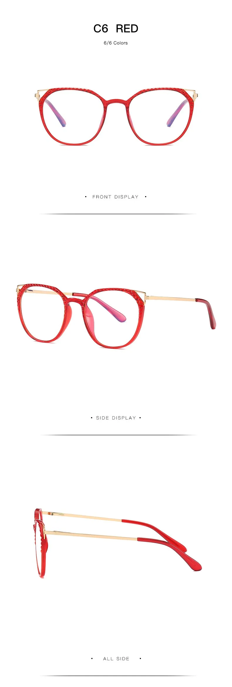 Hotochki Women's Full Rim Round TR-90 Resin Alloy Frame Eyeglasses 2054