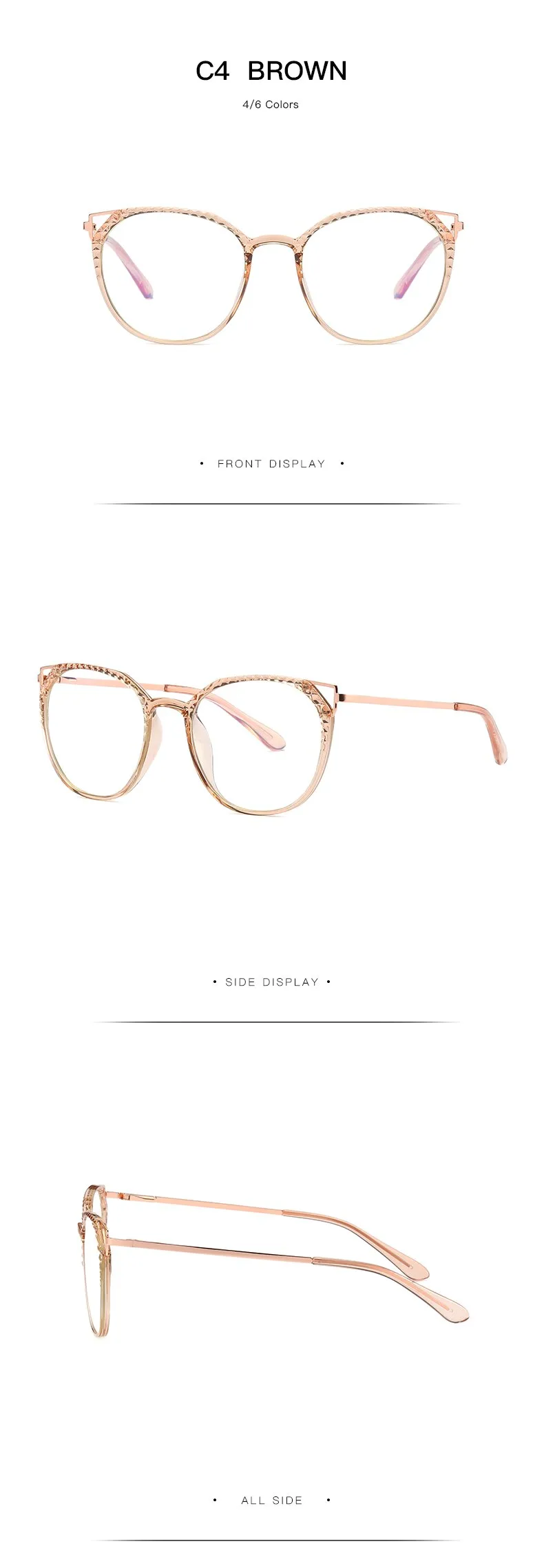 Hotochki Women's Full Rim Round TR-90 Resin Alloy Frame Eyeglasses 2054