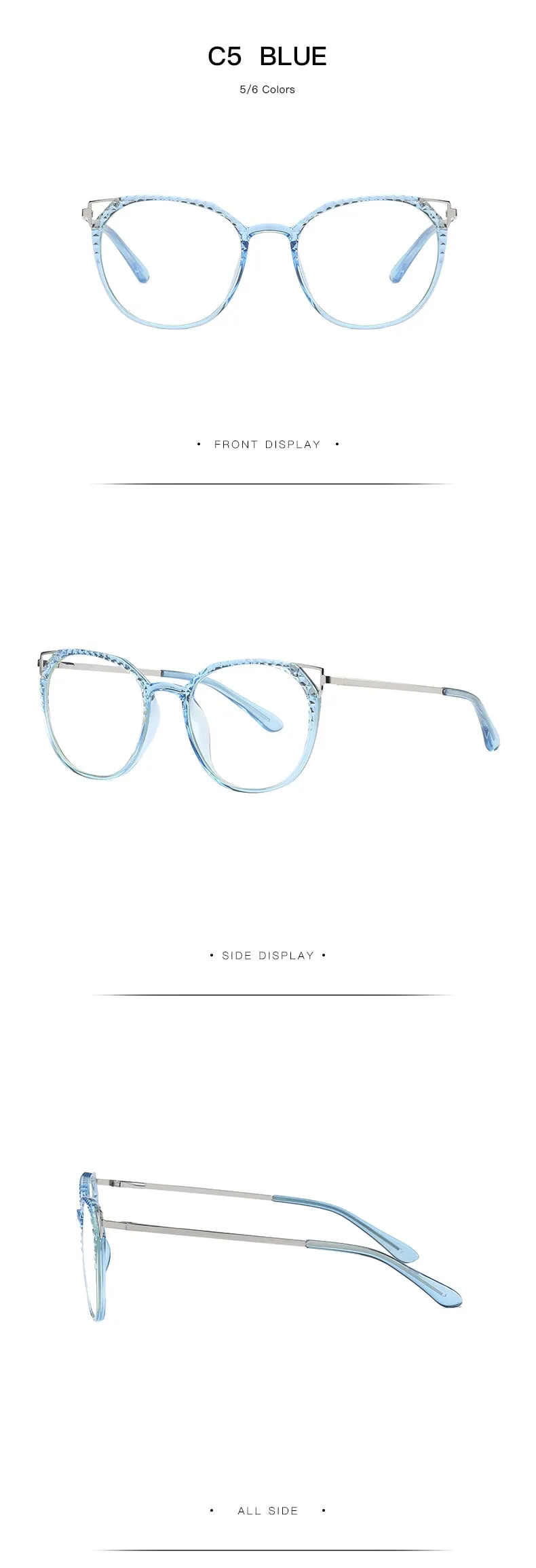 Hotochki Women's Full Rim Round TR-90 Resin Alloy Frame Eyeglasses 2054