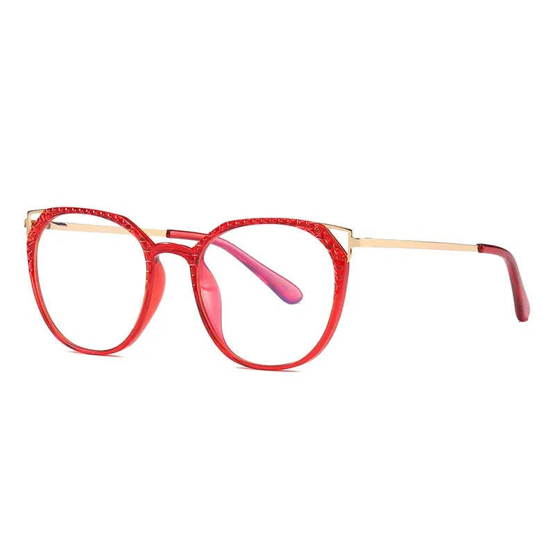 Hotochki Women's Full Rim Round TR-90 Resin Alloy Frame Eyeglasses 2054