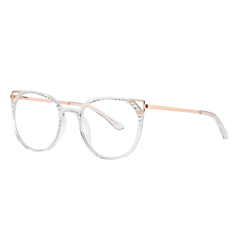 Hotochki Women's Full Rim Round TR-90 Resin Alloy Frame Eyeglasses 2054