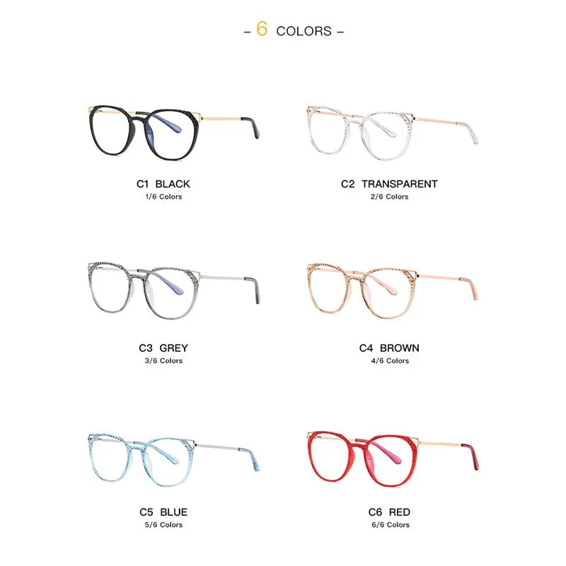 Hotochki Women's Full Rim Round TR-90 Resin Alloy Frame Eyeglasses 2054