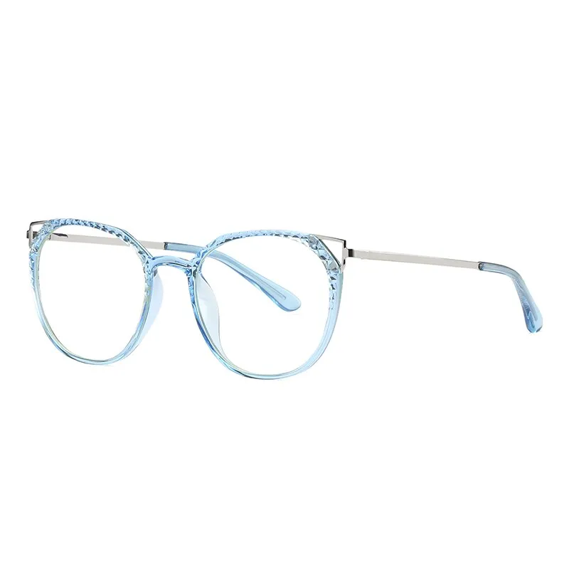 Hotochki Women's Full Rim Round TR-90 Resin Alloy Frame Eyeglasses 2054