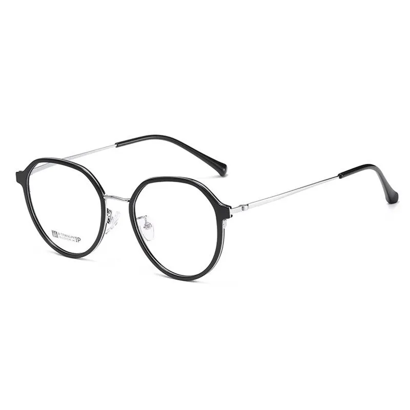 Hotochski Unisex Full Rim Round Beta Titanium Frame Eyeglasses 7012