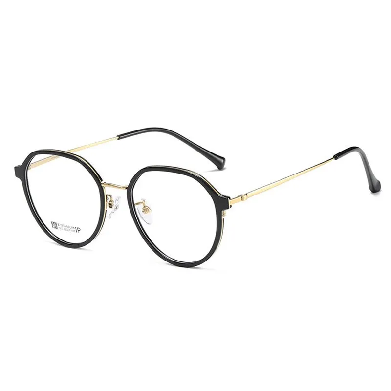 Hotochski Unisex Full Rim Round Beta Titanium Frame Eyeglasses 7012
