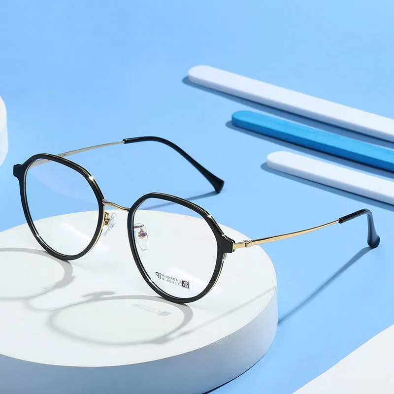 Hotochski Unisex Full Rim Round Beta Titanium Frame Eyeglasses 7012